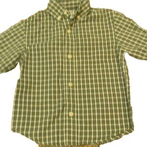 Arizona Boys 5 Button Up Long Sleeve Shirt Green Plaid